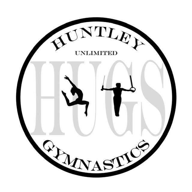 Huntley united gymnastics logo in black color with a white background